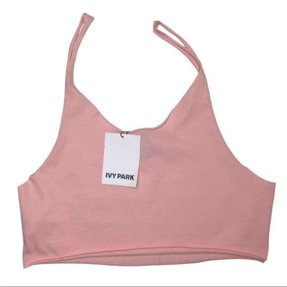 🛍️3/$40 Ivy Park Festival Palm Print Cropped  Top Pink Tank Top Large - Picture 5 of 5